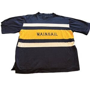 Mainsail Embroidered Shirt M A I N S A I L Size Small Navy, Yellow, and White